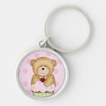 Teddy Bear Cupcake Party Keychains