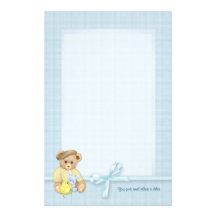 Teddy Bear in Tam Easter Custom Stationery