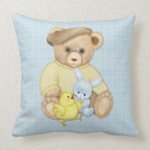 Teddy Bear in Tam  Easter Throw Pillows