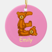 Teddy Bear Letter E Ornament~Customise Name