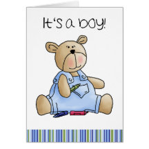 Teddy Bear :: New Baby Boy Congratulation Card
