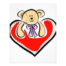teddy bear over heart love design invitations