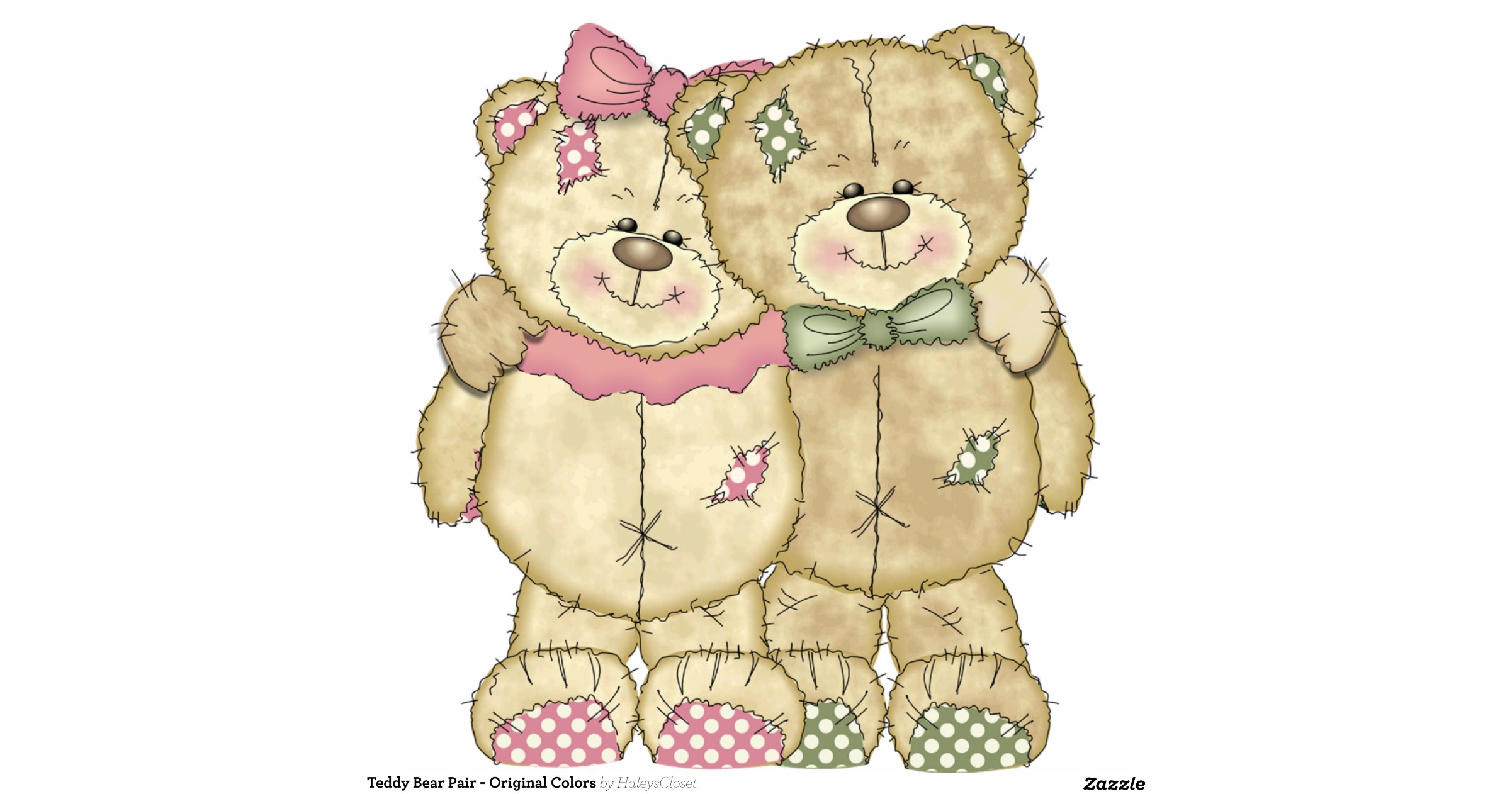 Teddy Bear Pair Original Colours Zazzle