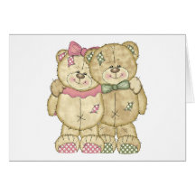 Teddy Bear Pair - Original Colours Greeting Card
