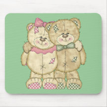 Teddy Bear Pair - Original Colours Mouse Pads