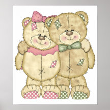 Teddy Bear Pair - Original Colours Posters