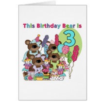 Teddy Bear Party 3rd Birthday Tshirts and Gifts Card