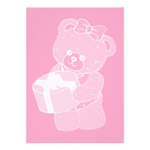 Teddy Bear, Standing, Pale Pink for Girls Personalized Announcement