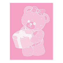 Teddy Bear, Standing, Pale Pink for Girls Postcard