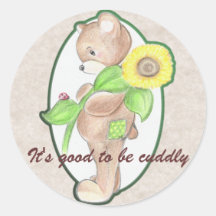 Teddy bear, sunflower, and Ladybug stickers