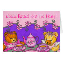 Teddy Bear Tea Party Invitation Cards