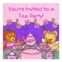 Teddy Bear Tea Party Invitation Cards