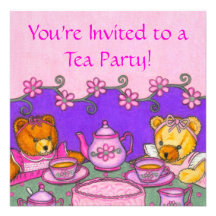 Teddy Bear Tea Party Invitation Cards