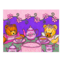 Teddy Bear Tea Party Postcard Invitations