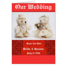 Teddy Bear Wedding Dolls Card