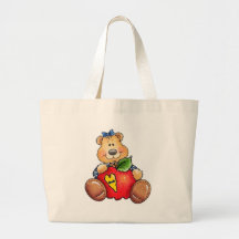 Teddy Bear with Apple Tote Bag
