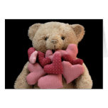 teddy bear with fabric hearts greeting card