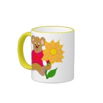 Teddy with Flower Mug mugs