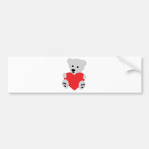teddy with red heart bumper stickers