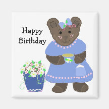 Teddybear Happy Birthday Design Fridge Magnet