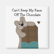 Teddybear Nibbling Chocolate Refrigerator Magnet