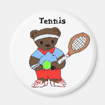 Teddybear Tennis Player Fridge Magnets