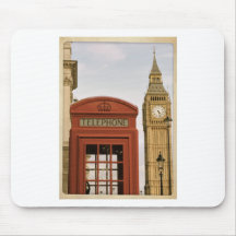 Telephone Box and Tower of Big Ben Mousepads