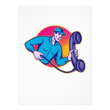 Telephone Repairman Worker Holding Retro Phone Personalized Invitation