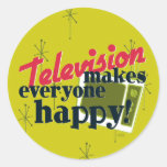 Television Makes Everyone Happy! Harvest Gold Sticker
