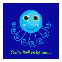 Template - Blue Octopus Big Brother Invitation
