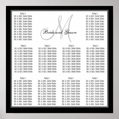 Template Monogram Wedding Seating Chart Poster by monogramgallery