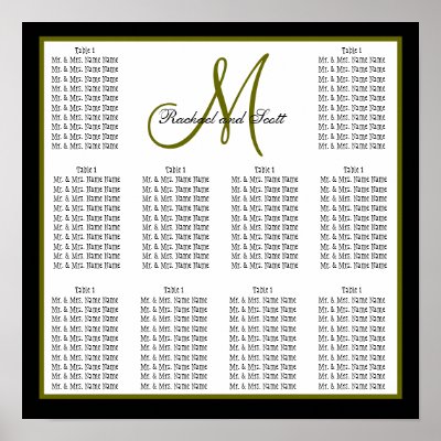 Wedding Seating Plan on Template Wedding Seating Plan Poster  Change The Colours  Monogram