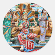 Temple carvings round stickers