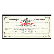 Temporary Marriage Certificate Photo Card Template
