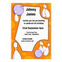 Ten Pin Bowling Birthday Party Invitation