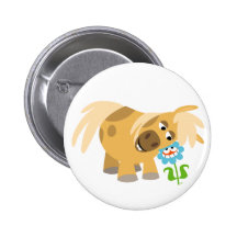 Tender Cartoon Pony and Flower Button Badge