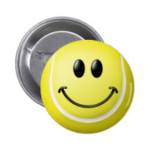 Tennis Ball Smiley Face Pinback Buttons
