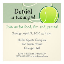 Tennis Birthday Party Invitations 5.25 in