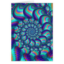 Terquoise Blue Balls Fractal Pattern Cards