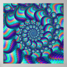 Terquoise Blue Balls Fractal Pattern Posters