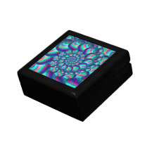 Terquoise Blue Balls Fractal Pattern Trinket Boxes