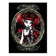 Terra Cameo Red Tattooed Fairy Postcard