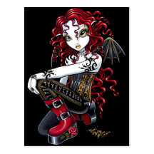Terri Red Tattooed Faerie Postcard