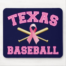 TEXAS BASEBALL PINK RIBBON MOUSE PAD