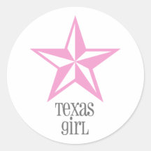 texas girl round sticker