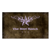 Texas Star Business Card Brown Suede Mauve