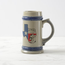 Texas State Map with Star Boots Hat Ceramic Stein Coffee Mugs