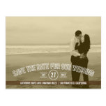 Text Overlay Save The Date Cards - Brown Postcards
