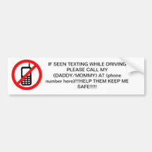 TEXTING WHILE DRIVING BUMPER STICK BUMPER STICKER