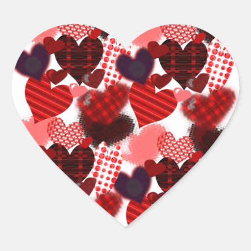 Textured Heart Collage Heart Stickers